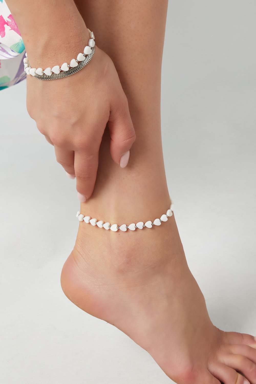 Heart anklet - Beach collection White Gold Color Sea Shells h5Picture3